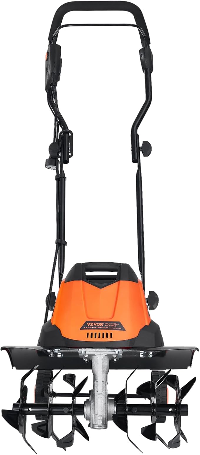 VEVOR 12 Amp Electric Tiller, 18" Tilling Width 3.94" Tilling Depth Corded Electric Tiller/Cultivator, Steel Mn Tines, Rototiller for Garden Lawn Soil Digging