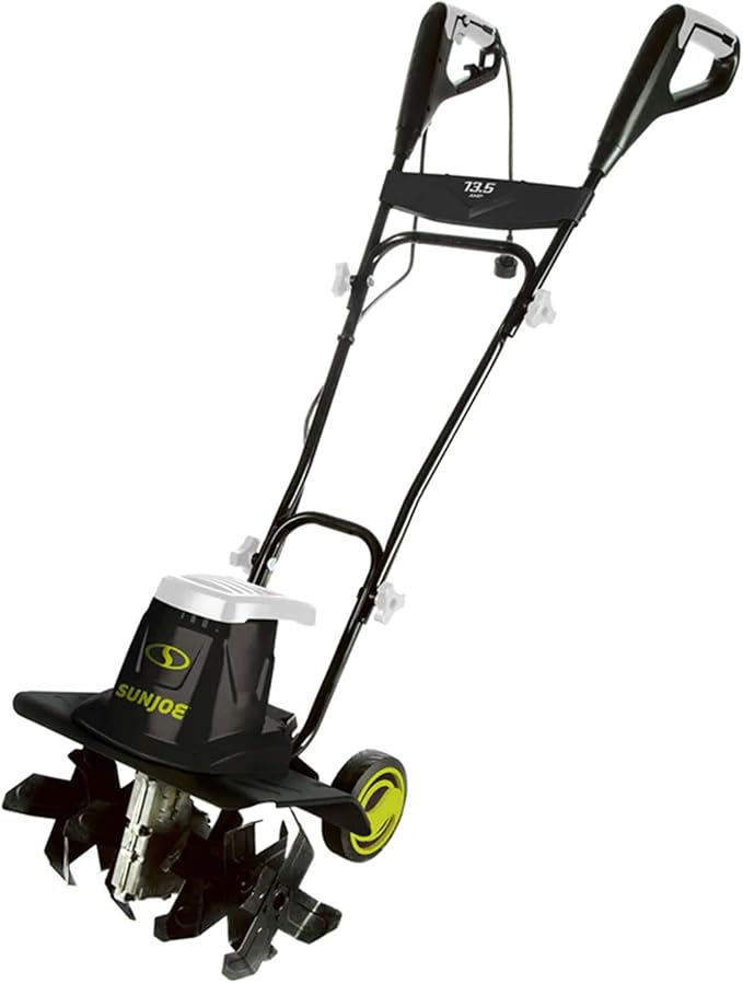 Sun Joe Corded Electric Garden Tiller & Cultivator with Steel Tines, 16 Inch, 13.5-Amp Motor - Heavy-Duty Tilling Machine for Lawn, Yard, and Gardening Care, TJ604E