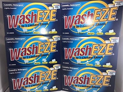 Washeze 3-in-1 Laundry Detergent Sheets 60 Loads Lightly Scented All in One Laundry Sheet - Great For Busy Moms More Convenient Than Pods Pacs Liquids or Powders