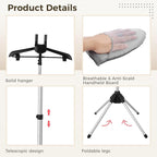 steamer stand for clothes,Includes Handheld Ironing Board, Foldable Clothes Stand with Adjustable Height, 4-Leg Garment Hanger Frame for Steaming Drying Shirts, Suits, Dresses