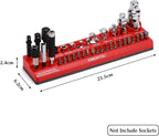 EMENTOL Magnetic Socket Accessory Holder, Red, 35 Pieces Holes, Organize Adapters, Universal Joints and Bits