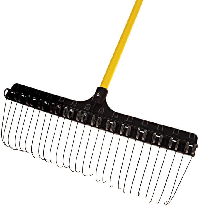 THE GROUNDSKEEPER II Rake 55-inch Lightweight Fiberglass Handle, 21-inch Head, Durable Steel Tines for Gardening, De-Thatching or Professional Landscaping