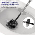 DOWRY Stainless Steel Toilet Bowl Brush and Holder for Bathroom, Deep Cleaning Toilet Brush and Holder Set with Long Handle, Hidden Toilet Bowl Brush with 2 Heads,Modern Decor Nickel Brushed Square