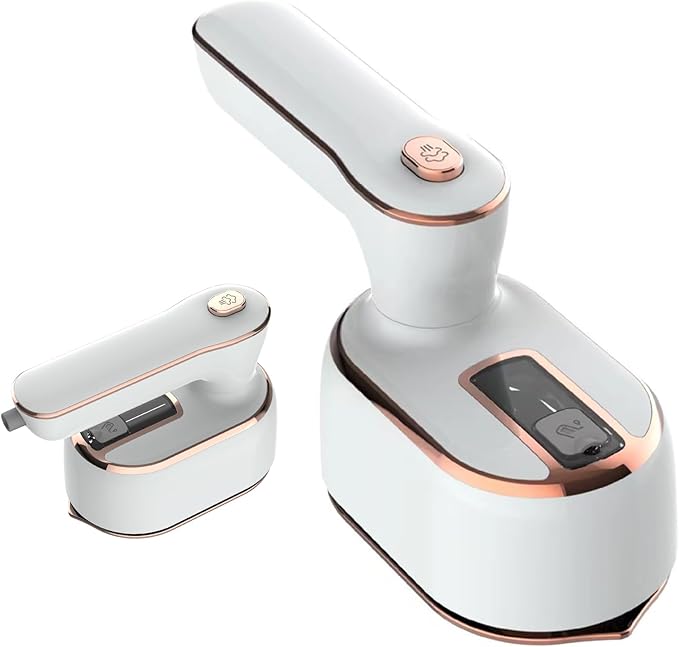 Portable Steam Iron，970W Dry Wet Dual Ironing Steam Hanging Ironing Machine，20S Rapid Preheating Large Water Tank Iron with Ergonomic Handle, Suitable for Home, Travel, Dormitory & Office (White)