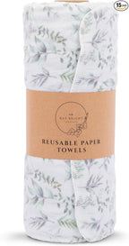 May Bright Reusable Paper Towels 2-Ply Washable Roll - Cloth Paper Towel Replacement - 15 Sheets of Paperless Paper Towels and Reusable Napkins With Greater Absorbency - Zero Waste