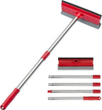 15.9" Window Squeegee for Car,2 in 1 Window Cleaner with Long Stainless Steel Handle,Sponge Car Squeegee for Gas Station, Glass,Shower,Outdoor High Window Cleaning