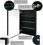 Bathroom Medicine Cabinet with Mirror, Recess or Surface Mount, Single Door Cabinet Famerhouse Bathroom Mirror with Storage Cabinet (Brush Black, 16"x26")