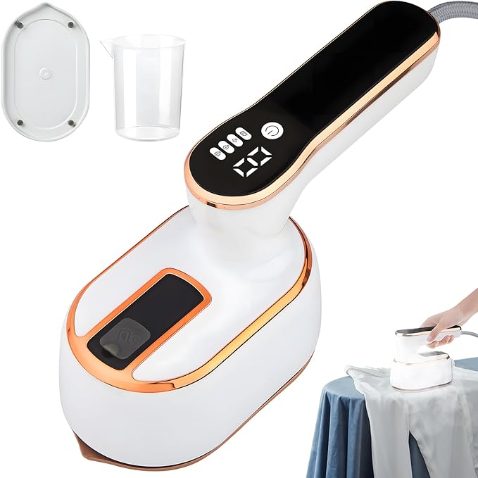 Upgrade Saker plus Steam Iron, 3 Steam Levels Clothes Steamer, 2-In-1 Steamer and Iron Professional Heavy-Duty Steam Travel Irons for Clothes, Suitable for Wool, Silk, Knitwear, Linen (White)