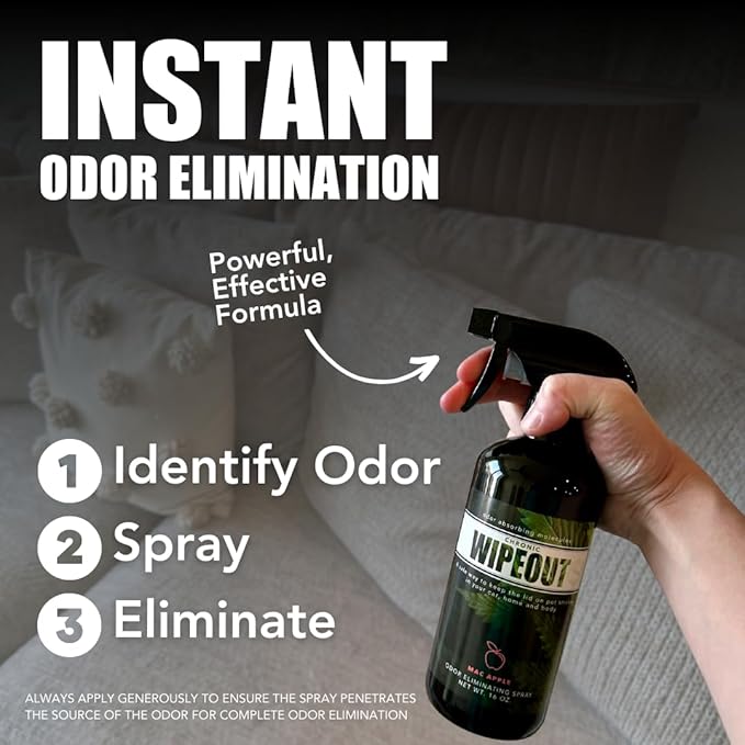 Chronic Wipeout Smoke Odor Eliminator Spray For Strong Odor - Highly Effective for Deodorizing Homes, Clothes, Cars, Office, Hands, & Hair from Smoke Smells - 1 16 oz Bottle Sugar Cookie Fragrance