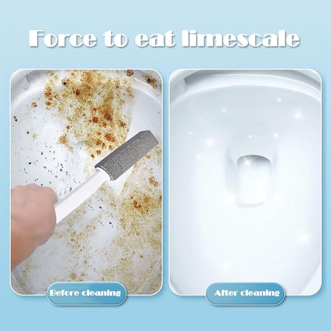 2 Pack Pumice Stone Toilet Bowl Cleaner with Handle, Pumice Stone Toilet Brush for Cleaning Limescale Deposits, Hard Water Stains on Toilets, Grills, Tiles