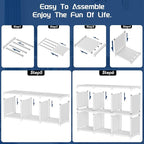 Mavivegue Book Shelf, 18 Cube Storage Organizer, DIY Bookcase, Metal Cube Bookshelf, Tall Book case for Bedroom, Living Room, Office, Closet Storage Organizer, Black Cubicle Storage Rack-White