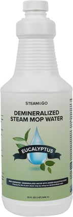 Steam & Go - Demineralized Water for Steam Cleaner, PVC-Free Floor Cleaner Liquid Compatible With Any Steam Mop, Ready-to-Use Multisurface Cleaner, Scented Mop Solution, Eucalyptus Mint, 32 oz