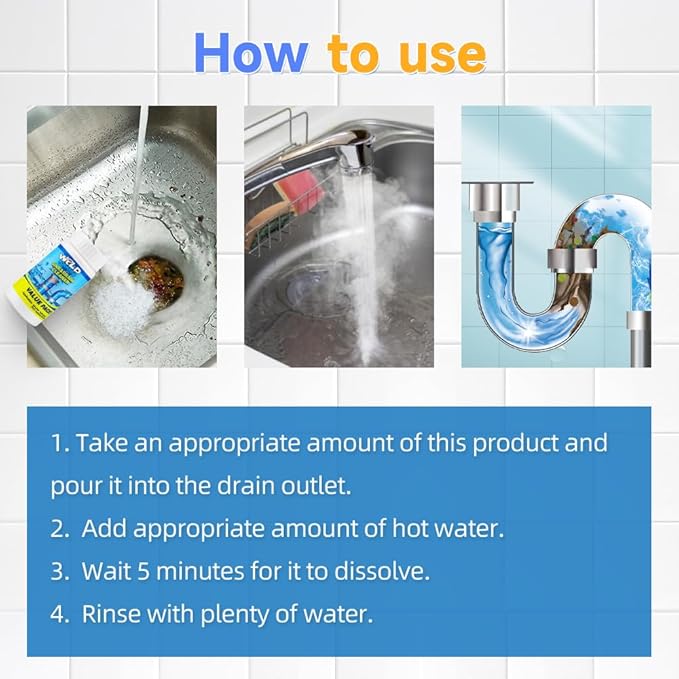 Sink Drain Cleaner, 2025 New Multi-functional Sink and Drain Cleaner Powder Cleaning, Drains Cleaner Foam Cleaner, Powerful Pipe Dredging Agent for Home Kitchen Toilet (3Pcs)