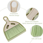 Mini Dustpan and Brush Set Portable Small Broom with Dust Pan Handheld Hangable Whisk Broom and Dust Pan for Home, Kitchen, Table, Office, Car 1 Pcs (Green)
