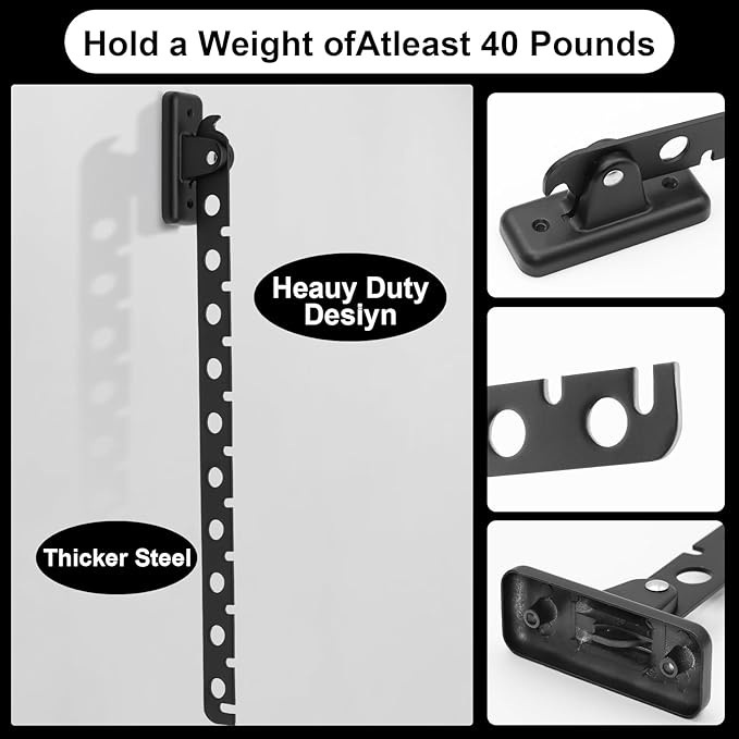 ACNISM Wall Mounted Clothes Rack, Laundry Room Hanging Rack, Retractable & Foldable Drying Rack with 180° Rotation, Space-Saver for Laundry Room & Bedroom, Bathroom Closet Storage, 2-Pack, Black