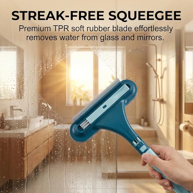 Window Screen Cleaning Brush,2 in 1 Window Screen Cleaner Tool with Squeegee,Mesh Screen Cleaner,Multi-Purpose Cleaning Brush for Patio, Door, Porch Screens (Yellow Green)