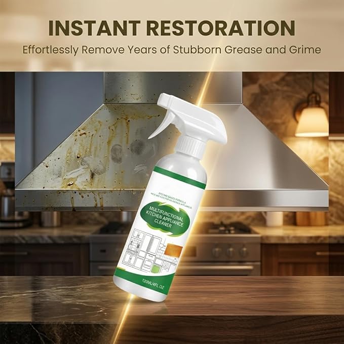 Kitchen Appliance Cleaner Spray, Multi-Purpose Cabinet Cleaner All in One, Kitchen Cabinet Cleaner for Stove Oven Range Hood Countertop, No Rinse No Scratch, 120ml/4oz (5PCS)