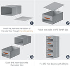 DIMJ Closet Organizers and Storage - Fabric Bins with Drawers for Closet Foldable Clothes Organizers with Clear Window, Stackable Storage Drawers Units for Bedroom, Living Room, Medium 6-Pack, Grey