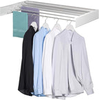 Wall Mounted Drying Rack, 31.5 "Wide, 13.2 Linear Ft, 5 Aluminum Rods, 40 lb Capacity, Space Saver Laundry Drying Rack Collapsible (Silvery Pole 31.5" Medium)