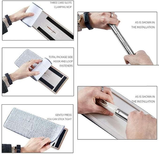 Heavy Quality Floor Mop with Bucket, Flexible Kitchen Tap Flat Squeeze Cleaning Supplies, 360° Flexible Quiet, 2 Reusable Pads, Microfiber, Adjustment Office Mop (Multicolour)