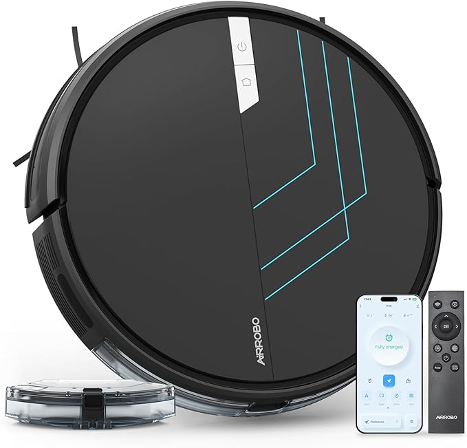AIRROBO Robot Vacuum and Mop, 3000Pa Strong Suction Power Vacuum Mop Robot, Wi-Fi/App/Alexa, Self-Charging Robotic Vacuum for Hard Floor, Pet Hair and Low-Piled Carpet, Slim Design, Quiet,P30