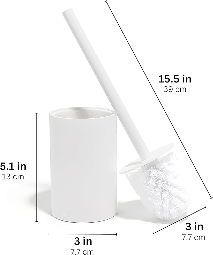 Matte White Toilet Bowl Brush for Bathroom with Holder - Bathroom Cleaner Scrubber with Sleek Design, Sturdy, and Durable Bristles