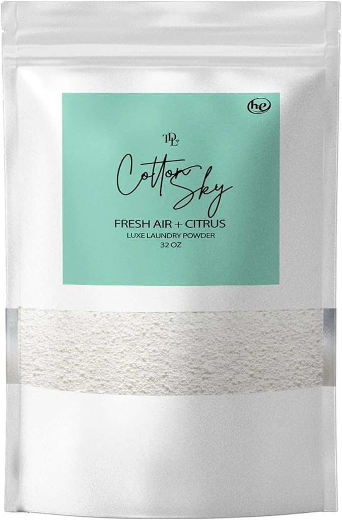 Home 'COTTON SKY',Luxury Powdered l Laundry Detergent - Fresh Air, Apple, & Kiwi| HE & Standard Machine Washing |Nontoxic | Stain/Odor Removal Concentrated, Natura (32 oz / 64 Loads)