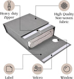 4 Pack Bed Sheet Organizer and Storage, Foldable Storage Bed Sheet Organizer for Linen Closet with Viewing Window & Label for Bedding Sheets & Blankets (Queen & King Size) Gray