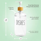 Clear Glass Soap Dispenser Set with Tray, Transparent Dish and Hand Soap Dispenser Set, Refillable Reusable Apothecary Soap Pump Dispenser Bottles for Bathroom and Kitchen