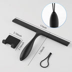 FY&XZH Never Rust Silicone Shower Squeegee for Glass Doors with Hook, Bathroom Cleaner Tool, Household Window and Mirror Squeegee, Ergonomic Thick Handle Squeegee for Shower Glass, 11-Inch (Black)