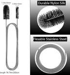 Bytron 15pcs Long Pipe Cleaner Set, Extra Long Flexible Tube Cleaning Brush Fridge Cleaning Tool Stainless Steel Straw Nylon Cleaning Brush in Different Size White
