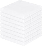 Homaxy 100% Cotton Waffle Weave Kitchen Dish Cloths, Ultra Soft Absorbent Quick Drying Dish Towels, 12 x 12 Inches, 8-Pack, White