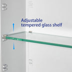 Bathroom Medicine Cabinet with Beveled Edge Mirrored Door 36 x 26 inch, Recessed or Surface Mount, with Adjustable Glass Shelves