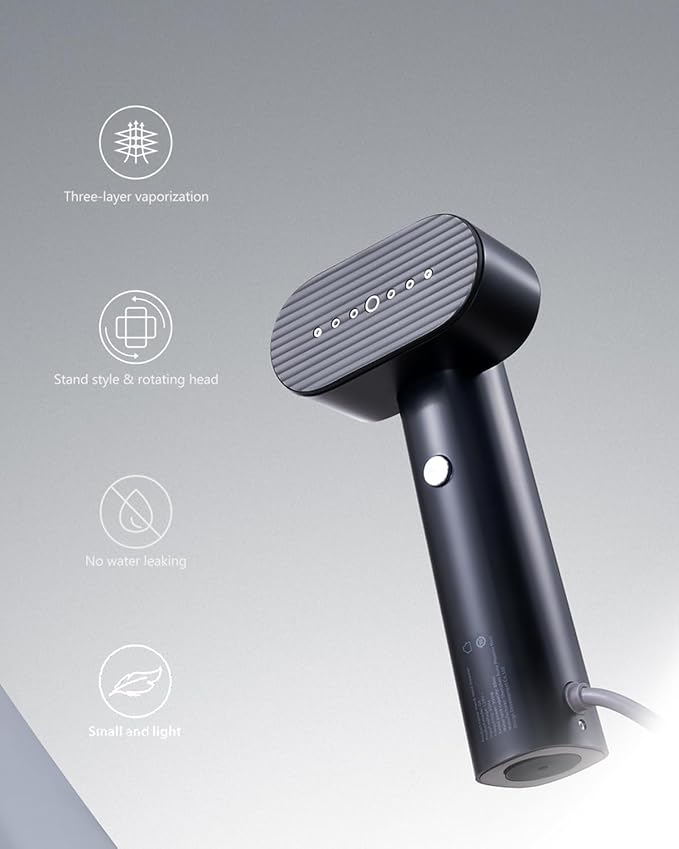 G6 Steamer for Clothes Portable 2-in-1 Travel Iron for Clothes, Just 0.7lbs Lightly, 10 Minutes of Continuous Steam, 900W Light Steamer for travel and home (black)