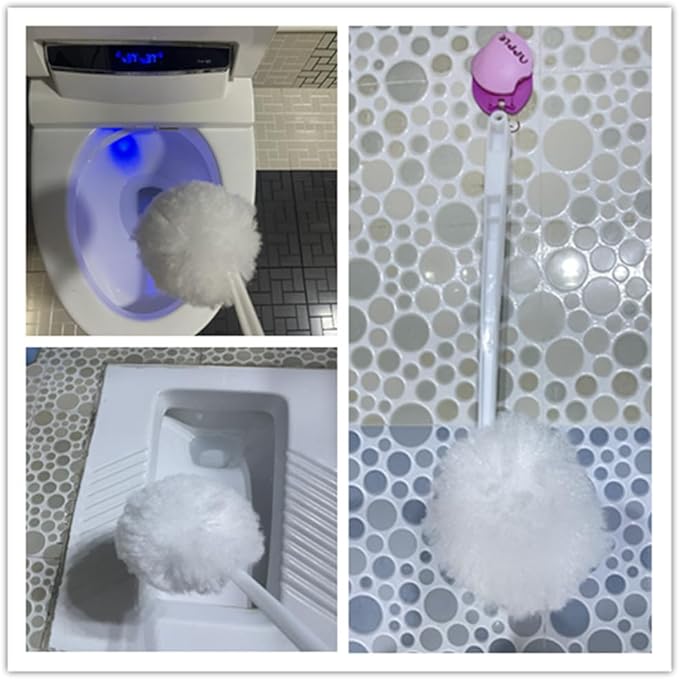 Bowl Brush Toilet Cleaning Brush Set Soft Polyester Head 15x5 inches White (6PacK)