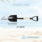 REDCAMP 27" Beach Spades Sand Shovels with D-Handle for Adults Gardening Tools Kit Travel Sandbox Snow Scoop Wood Handle Spade for Digging Sand Snow, Manganese Steel Spades