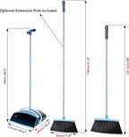 Broom and Dustpan Set for Home 2026 Indoor Outdoor Broom with Dustpan Combo Set Upright Dust Pans with Long Handle Angle Broom for Kids Garden Pet Hair Lobby Wood Floor Kitchen
