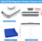 2025 New Magnetic Windshield Cleaner Tool Set, SEILETOO Car Window Cleaner Magnetic Tool, Double-Sided Window Cleaner Glass Wiper for High Rise Car Glazed