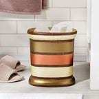 Zahari Home 2pc Contempo Luxury Bath Accessories Set Waste Basket & Tissue Box Modern Classic Contemporary Decorative Beautiful Designs Stylish Bathroom Accessories Set
