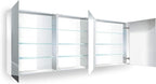 Krugg 72 Inch Tri-View Medicine Cabinet | Recess or Surface Mount | Blum Hinge 170 Degree Soft Close | (72"x30")