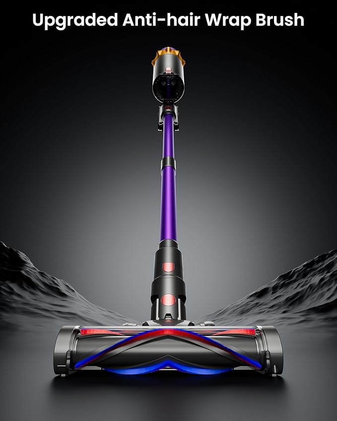 Cordless Vacuum Cleaner, 580W 48KPA 70 Mins Vacuum Cleaners for Home, Self-Standing Cordless Vacuum with Charging Dock Station, LED Display, Upgraded Anti-Tangle Stick Vacuum for Pet Hair/Carpet/Floor