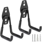 2 Pack Heavy Duty Garage Hooks Storage Organizer Wall Mount Power and Garden Tool Hangers, for Hanging Ladders, Ropes, Hose, Bulk Items