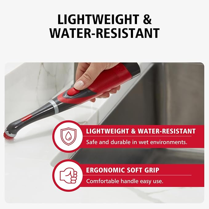 Rubbermaid Reveal Power Scrubber with Multi-Purpose Head, Cordless Electric Battery Powered Scrub Brush, Water Resistant, for Home/Kitchen/Bathroom/Grout/Tile/Shower/Tub