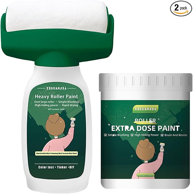 Large Roller Brush Wall Repair Tool,Wall Repair Kit,Wall Roller Paint BrushSuitable for Repairing The Wall with Latex Paint,Repair Graffiti, Stains, and Footprints on The Wall(1000g,White)