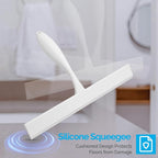 FY&XZH Never Rust Silicone Shower Squeegee for Glass Doors with Hook, Bathroom Cleaner Tool, Household Window and Mirror Squeegee, Ergonomic Thick Handle Squeegee for Shower Glass, 11-Inch (White)
