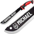 Machete with Saw 25" / 19" Heavy Duty Tool & Sheath - Ergonomic No-Slip Handle - Survival Knife with Serrated Blade - Machetes for Bushcraft Hunting Garden Cutting Trees and Yard Work