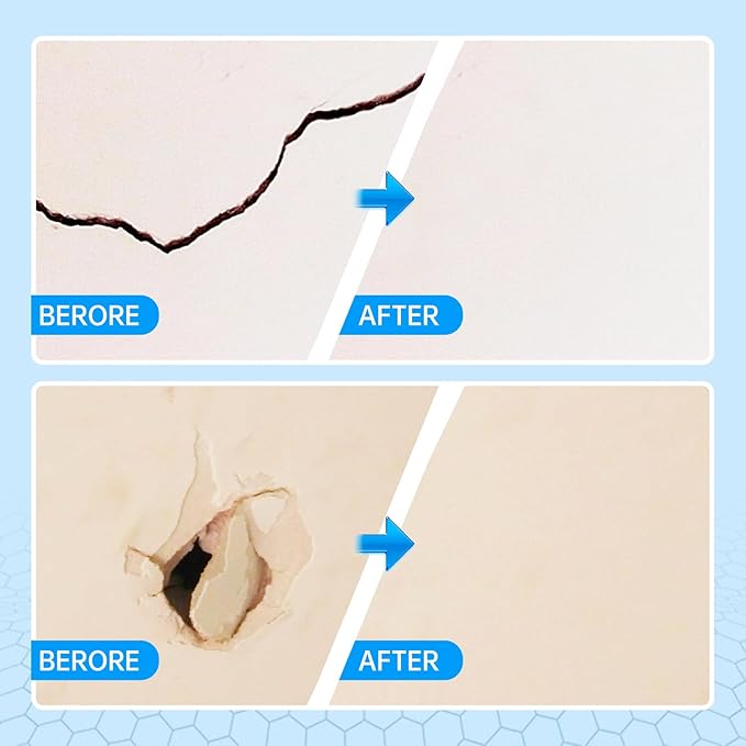 Wall Repair Patch Kit Upgraded Size, 6 Pcs 10 Inch Self Adhesive Pieces Aluminum Drywall Repair Kit, with Its Own Large Squeegee and Scraping, GMingZTong