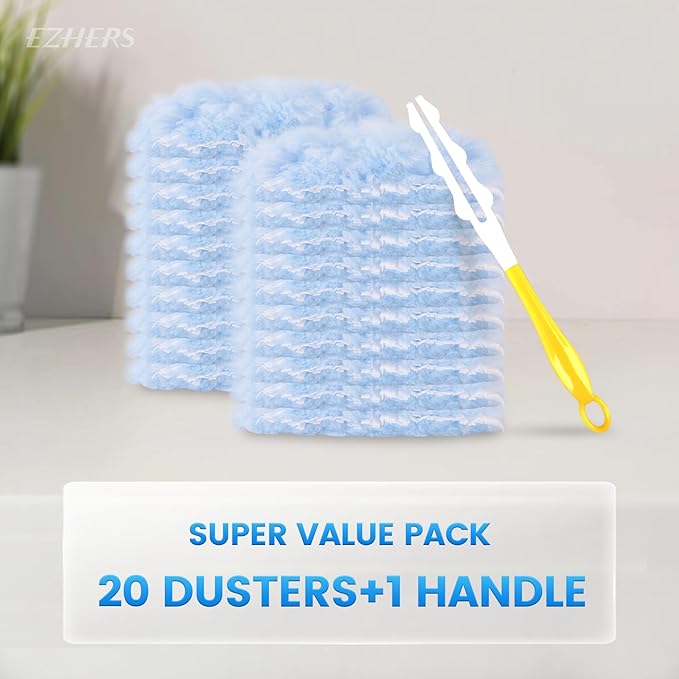 MultiSurface 360 Heavy Duty Duster Refills for Swiffer Duster, Unscented Disposable Dusters for Cleaning,20 Count Duster Refills with 1 Handle