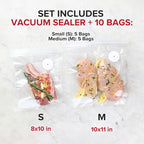 Chef Preserve Compact Vacuum Sealer for Food (Vacuum Sealer Machine + 10 Reusable Vacuum Bags) Powerful Handheld Vacuum Sealer Machine, Seal Meal Saver, Portable Food Sealer