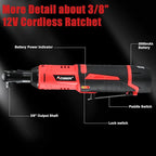 AOBEN Cordless Ratchet Wrench Kit,3/8" ratchet,40 Ft-lbs Electric Power Ratchet Set with Variable Speed Trigger,2 Packs 2000mAh Lithium-Ion Battery And Charger,83 Sockets